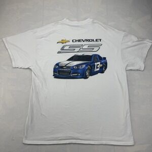 Chevrolet SS Racing T-Shirt White Gildan Heavy Cotton XL NASCAR Graphic Tee